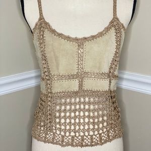 Leather Detailed Tank Top Crochet camisole